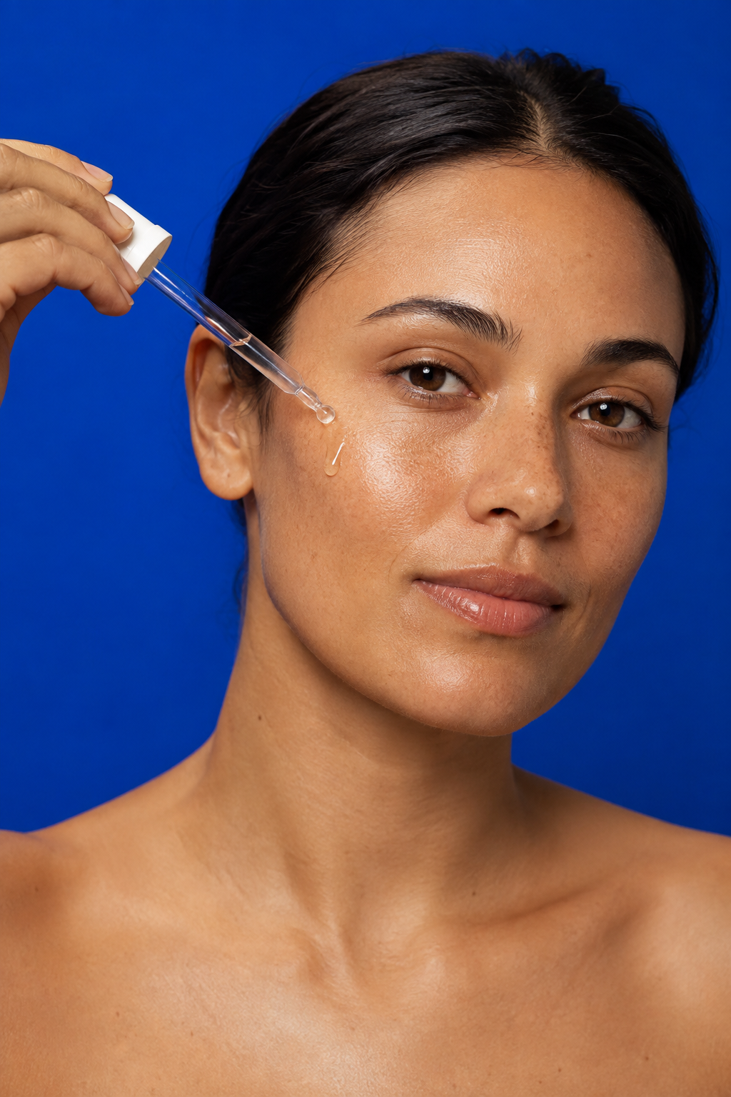 Mujer aplicando sérum