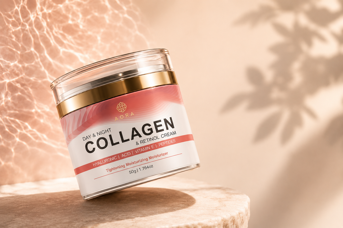 Crema de Colágeno Facial con Retinol y Ácido Hialurónico, Antienvejecimiento Día y Noche